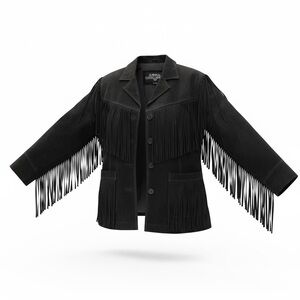 Leather Gallery Black Leather Jacket with Fringe